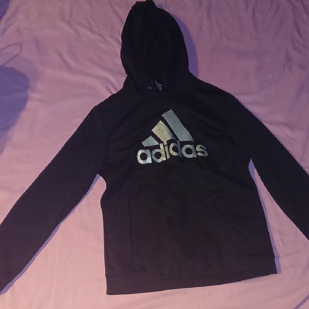Adidas Black Hoodie with Silver Logo